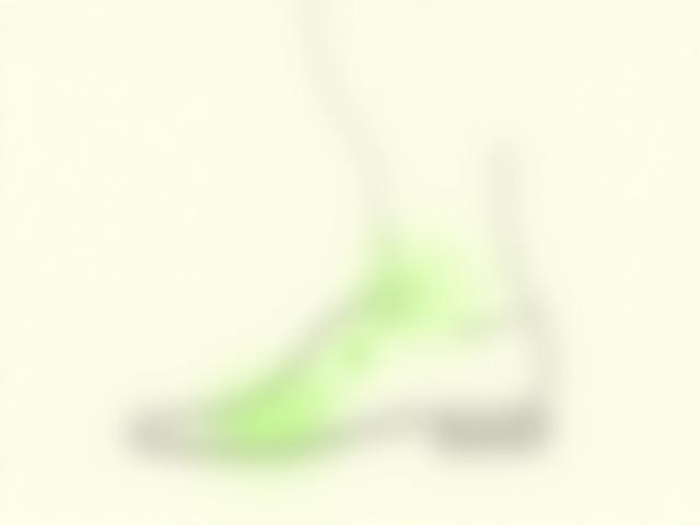 Illustration of a foot in a bespoke shoe with even pressure distribution indicated by green areas