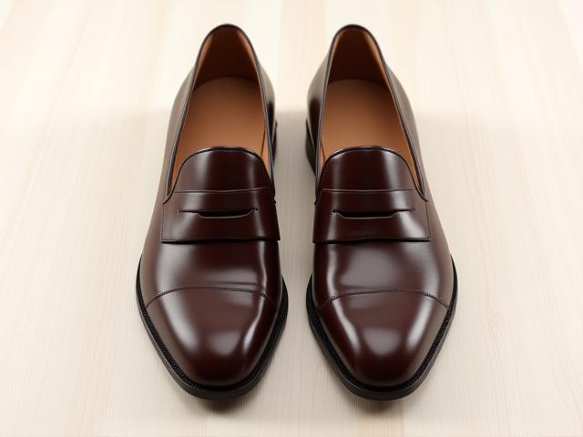 Top-down view of an elegant bespoke shoe with a subtle, generous toe box, showing ample internal volume.